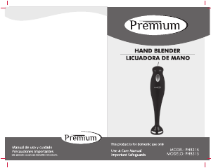 Manual de uso Premium PHB315 Batidora de mano