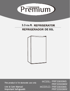 Manual Premium PRF33500MW Refrigerator