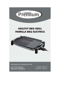 Manual de uso Premium PBG15 Parrilla de mesa