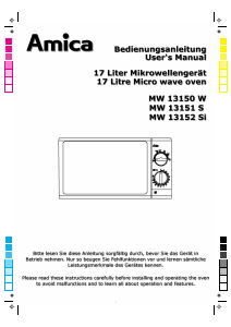 Наръчник Amica MW 13150 W Микровълнова