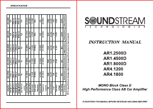 Manual Soundstream AR1.2500D Car Amplifier