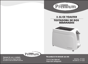 Manual de uso Premium PT230 Tostador