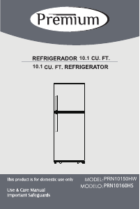 Handleiding Premium PRN10150HW Koel-vries combinatie