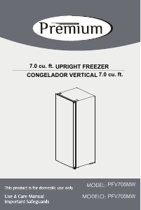 Manual de uso Premium PFV705MW Congelador