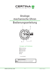 Bedienungsanleitung Certina Aqua C036.407.11.050.01 DS PH200M Armbanduhr