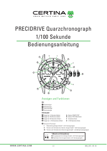 Bedienungsanleitung Certina Sport C001.647.16.057.01 DS Podium Chronograph 1/100 sec Armbanduhr