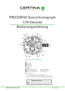 Bedienungsanleitung Certina Sport C034.417.36.057.00 DS Podium Chronograph 1/10 sec Armbanduhr