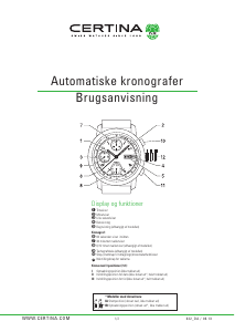 Brugsanvisning Certina Sport C034.427.36.037.00 DS Podium Armbåndsur