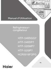 Mode d’emploi Haier HCR5919FOPG(UK) Réfrigérateur combiné