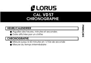 Mode d’emploi Lorus RM335FX9 Sports Montre