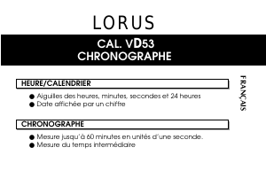 Mode d’emploi Lorus RT301HX9 Sports Montre