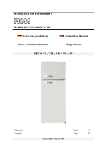 Bedienungsanleitung PKM GK210 FR Kühl-gefrierkombination