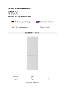 Bedienungsanleitung PKM KG230A++ Kühl-gefrierkombination