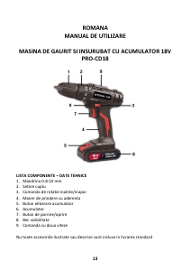 Manual Steinhaus PRO-CD18 Maşină de găurit-înşurubat