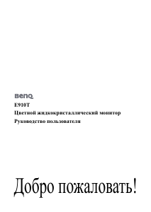 Руководство BenQ E910T ЖК монитор