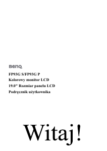 Instrukcja BenQ FP93G S Monitor LCD