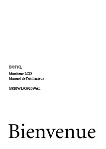 Mode d’emploi BenQ G920WL Moniteur LCD