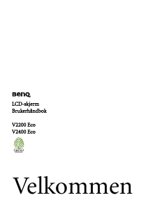 Bruksanvisning BenQ V2400 Eco LCD-skjerm