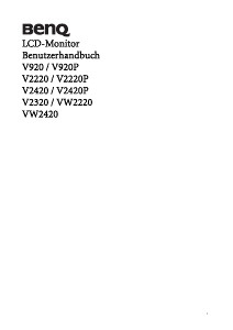 Bedienungsanleitung BenQ VW2220 LCD monitor