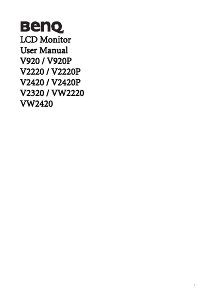 Manual BenQ VW2220 LCD Monitor