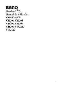 Manual BenQ VW2220 Monitor LCD