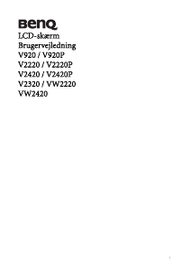 Brugsanvisning BenQ VW2220 LCD-skærm