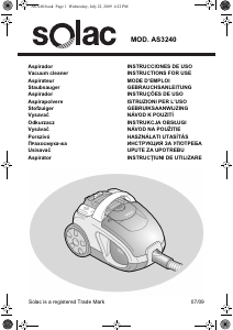 Manual de uso Solac AS3240 Apollo Cyclonic Aspirador