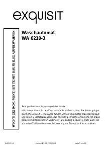 Bedienungsanleitung Exquisit WA 6210-3 Waschmaschine