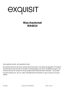 Bedienungsanleitung Exquisit WA 6614 Waschmaschine