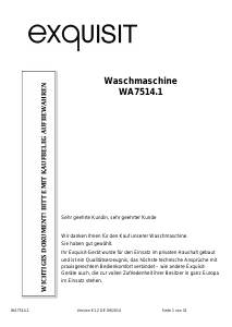 Bedienungsanleitung Exquisit WA 7514.1 Waschmaschine