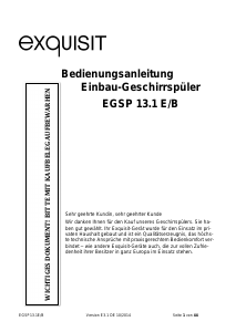 Bedienungsanleitung Exquisit EGSP13.1 E/B Geschirrspüler