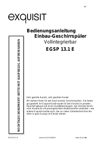 Bedienungsanleitung Exquisit EGSP13.1E Geschirrspüler