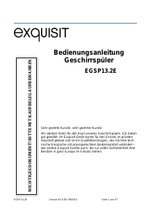 Bedienungsanleitung Exquisit EGSP13.2E Geschirrspüler