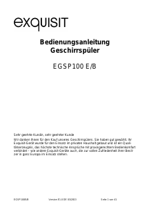 Bedienungsanleitung Exquisit EGSP100 E/B Geschirrspüler