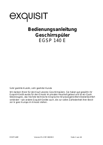 Bedienungsanleitung Exquisit EGSP140E Geschirrspüler