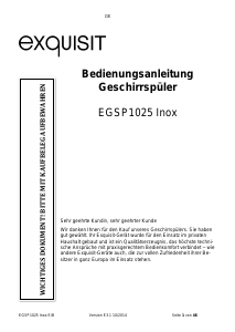 Bedienungsanleitung Exquisit EGSP1025 Geschirrspüler