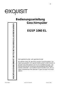 Bedienungsanleitung Exquisit EGSP1060EL Geschirrspüler
