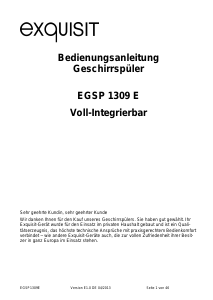 Bedienungsanleitung Exquisit EGSP1309E Geschirrspüler