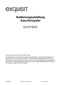 Bedienungsanleitung Exquisit EGSP9025 Geschirrspüler