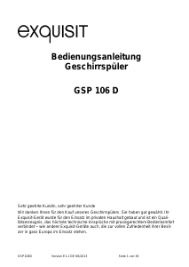 Bedienungsanleitung Exquisit GSP106Dsi Geschirrspüler