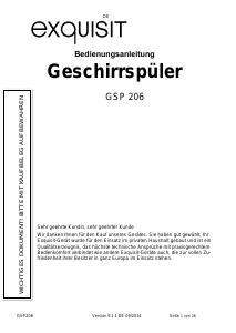 Bedienungsanleitung Exquisit GSP206 Geschirrspüler