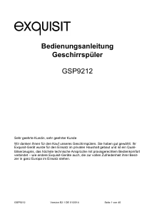 Bedienungsanleitung Exquisit GSP9212 Geschirrspüler