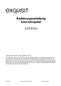 Bedienungsanleitung Exquisit GSP9314 Geschirrspüler