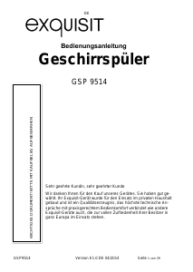 Bedienungsanleitung Exquisit GSP9514 Geschirrspüler