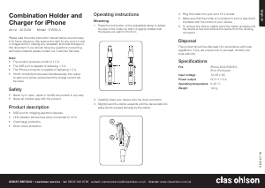 Manual Clas Ohlson OY059-A Phone Mount