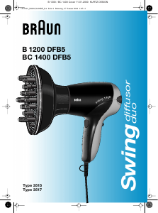 Manual Braun B 1200 DFB5 Swing Hair Dryer