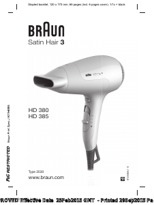 Kullanım kılavuzu Braun HD 380 Satin Hair 3 Saç kurutma makinesi