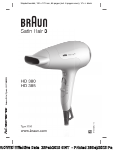 Bruksanvisning Braun HD 385 Satin Hair 3 Hårtørker