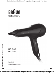 Kullanım kılavuzu Braun HF 780 Satin Hair 7 Saç kurutma makinesi