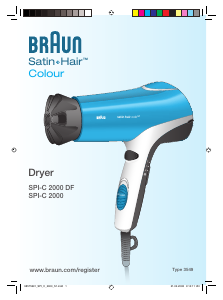 Kullanım kılavuzu Braun SPI-C 2000 Saç kurutma makinesi